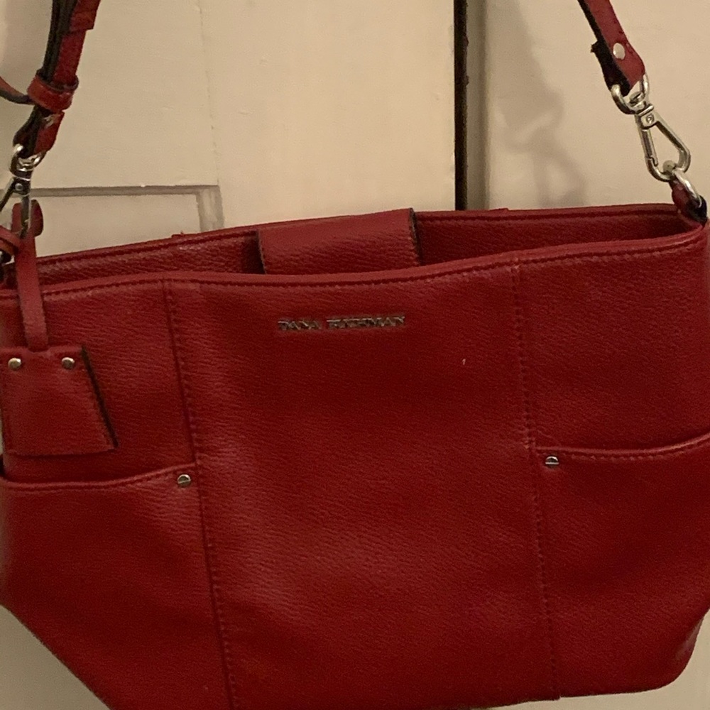Beautiful red Dana Buchman bag, leather.